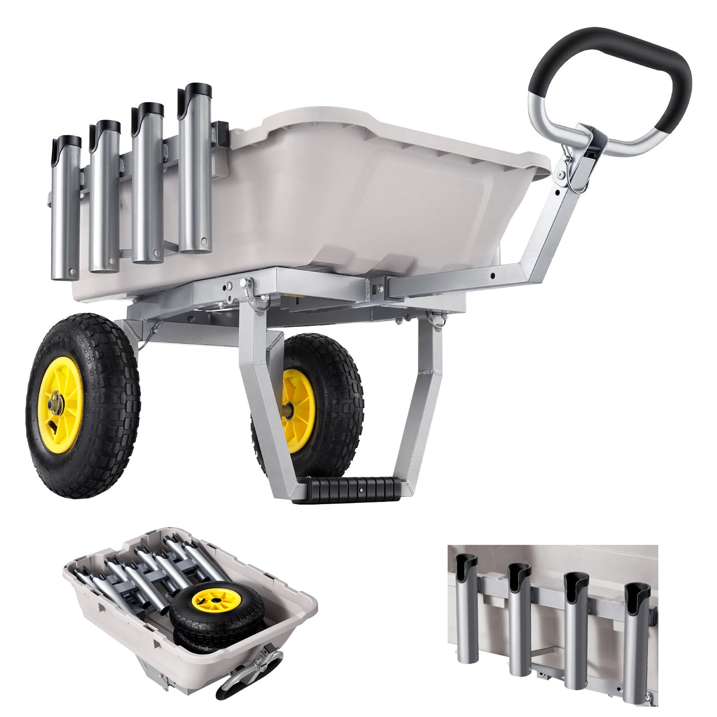 Heavy-Duty Fishing Cart with 200 Lb Capacity, All-Terrain Tires & 8 Rod Holders