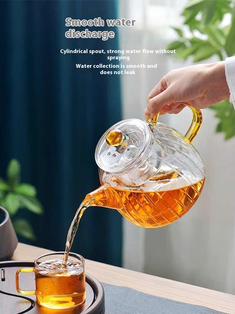 Heat-Resistant Glass Teapot Set with 6 Cups 1000ML - Household Tea Brewing