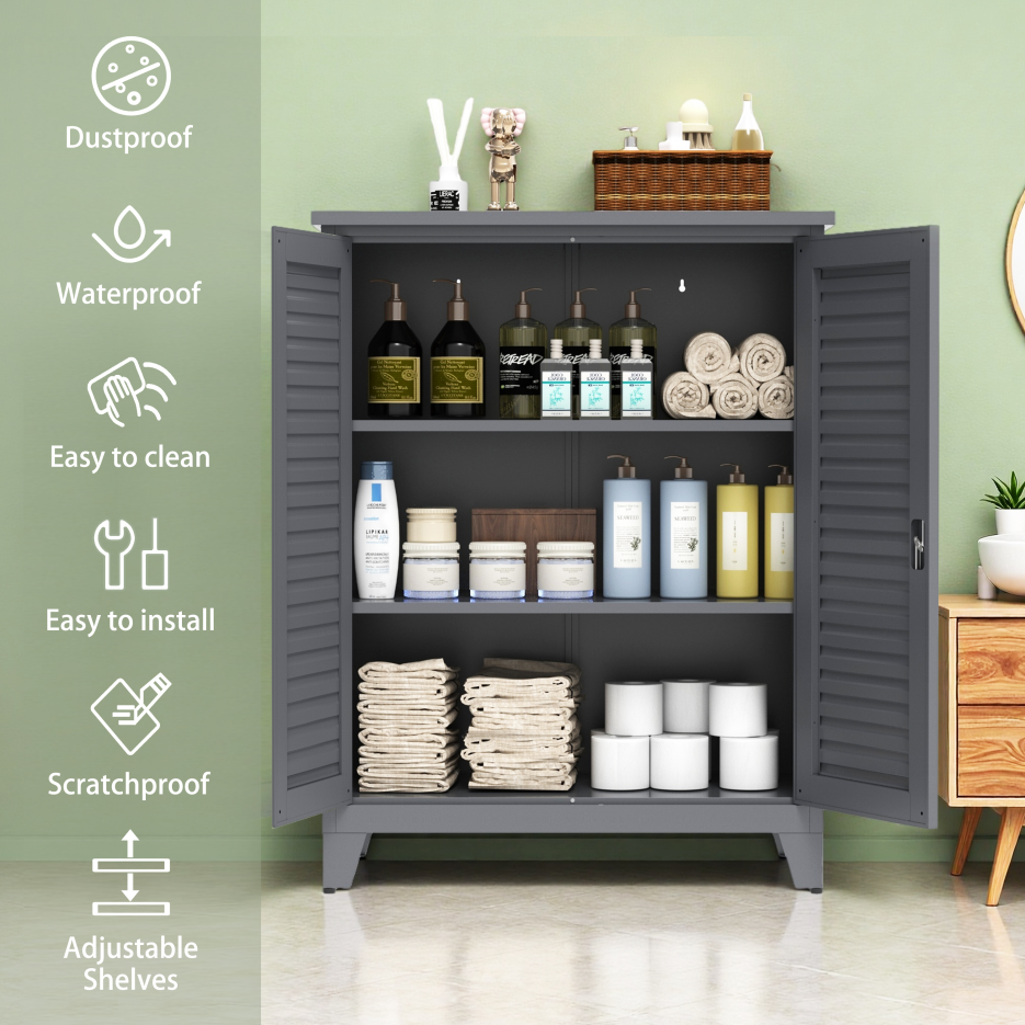 47'' Tall Metal Tool Storage Cabinet - Slate Finish