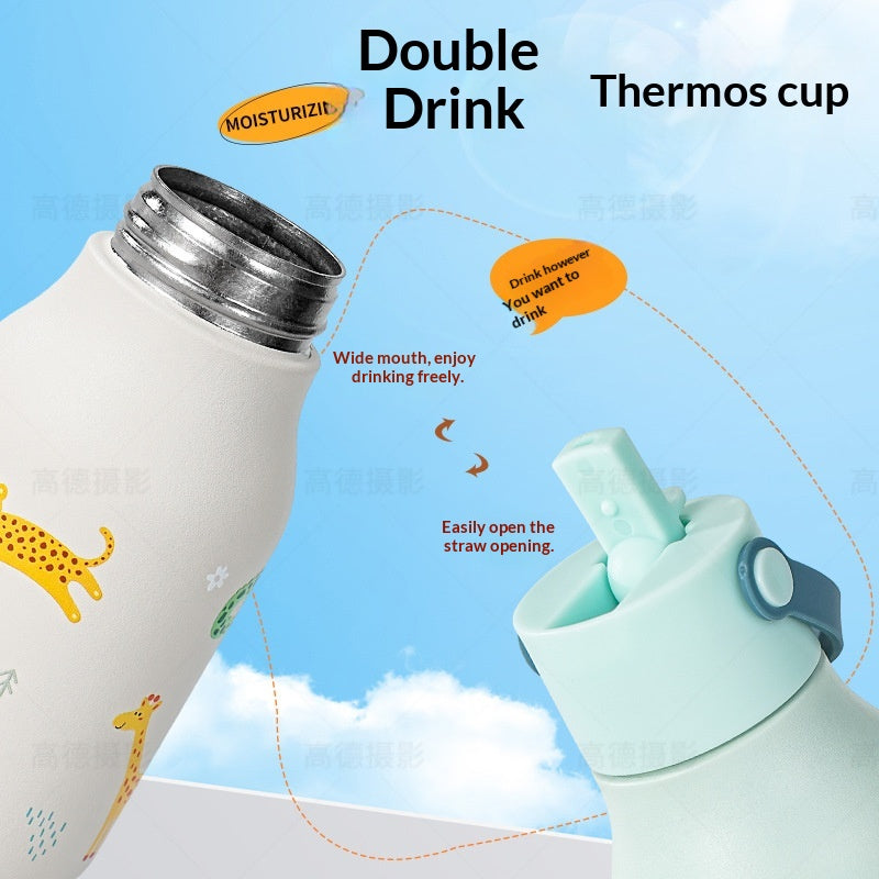Titanium Drop-Resistant Water Bottle with Straw - 301-400ml, Kids & Adults