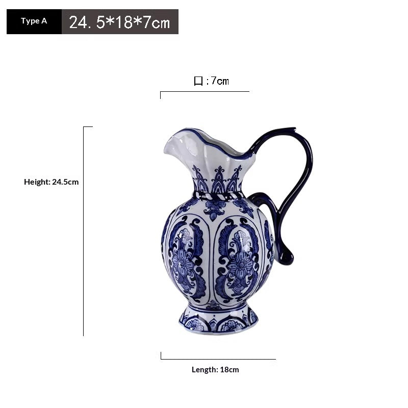 Antique-Style Blue and White Ceramic Vase for Home Decor - Multiple Styles