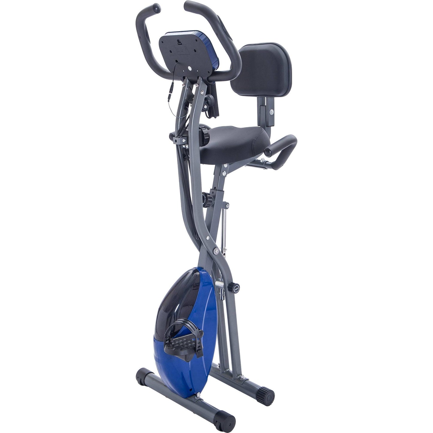 Folding Exercise Bike - Adjustable Resistance, LCD Display, Blue
