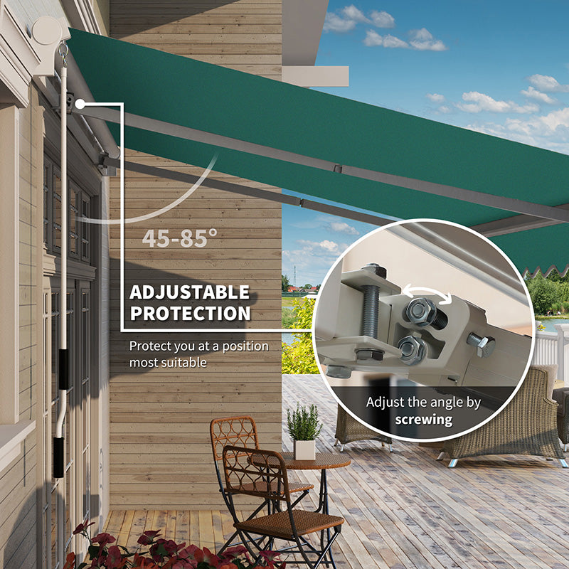 Retractable Patio Awning - UV & Water-Resistant Green Shade