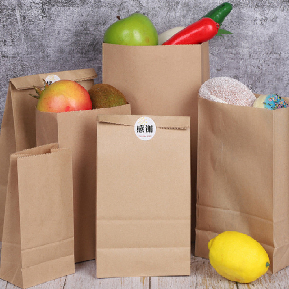 Square Bottom Kraft Paper Bags for Food Packaging - Oil Proof, Durable, Eco-Friendly 25x14x33cm