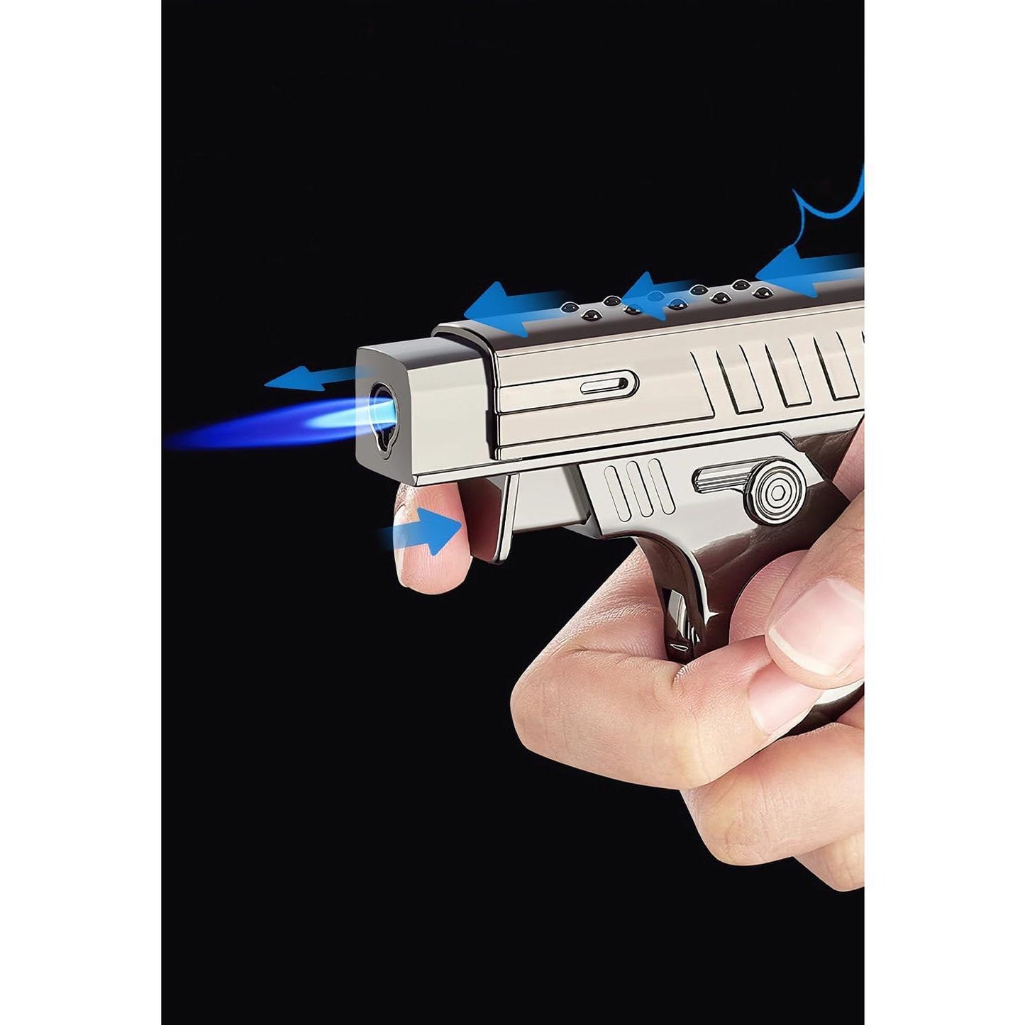 Refillable Windproof Pocket Butane Lighter - Adjustable Blue Flame
