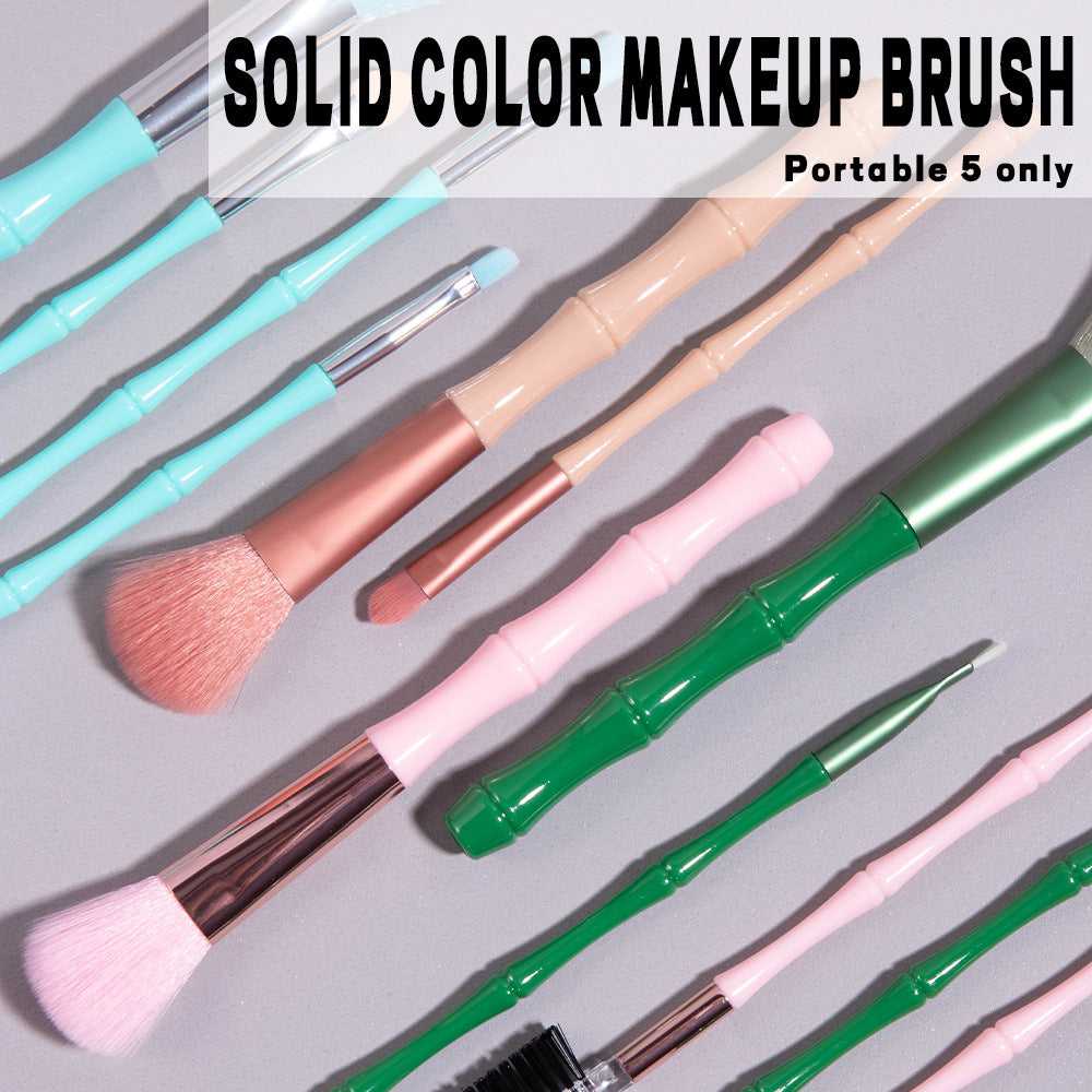 Portable Makeup Brush Set - 5 Nylon Brushes for Face & Eye Makeup