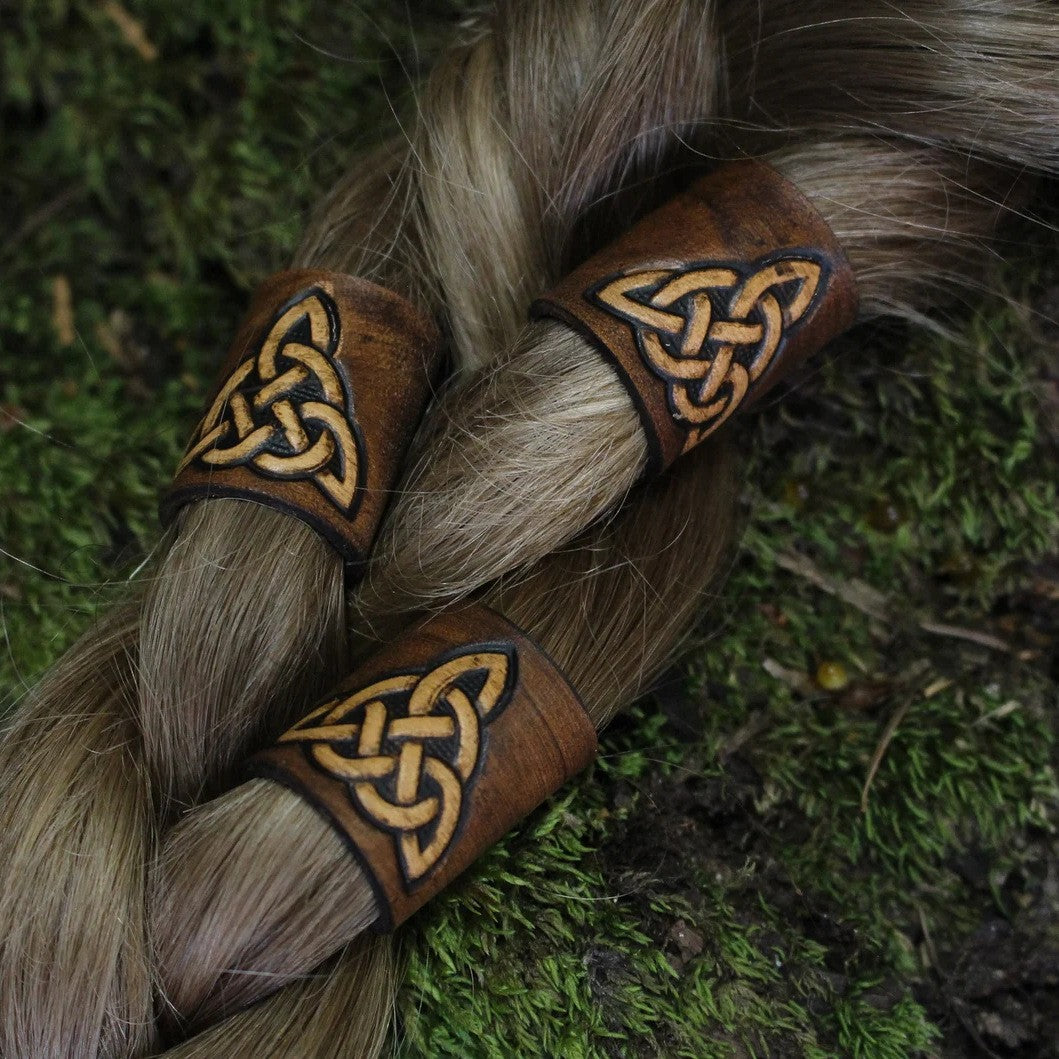 Nordic Viking Leather Hair Accessory Set of 3