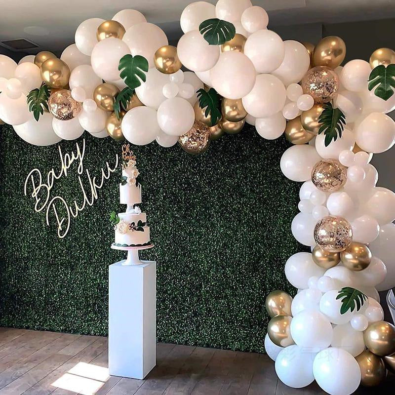Party Balloon Kit with Gold, White & Burgundy Decorations for Weddings & Birthdays