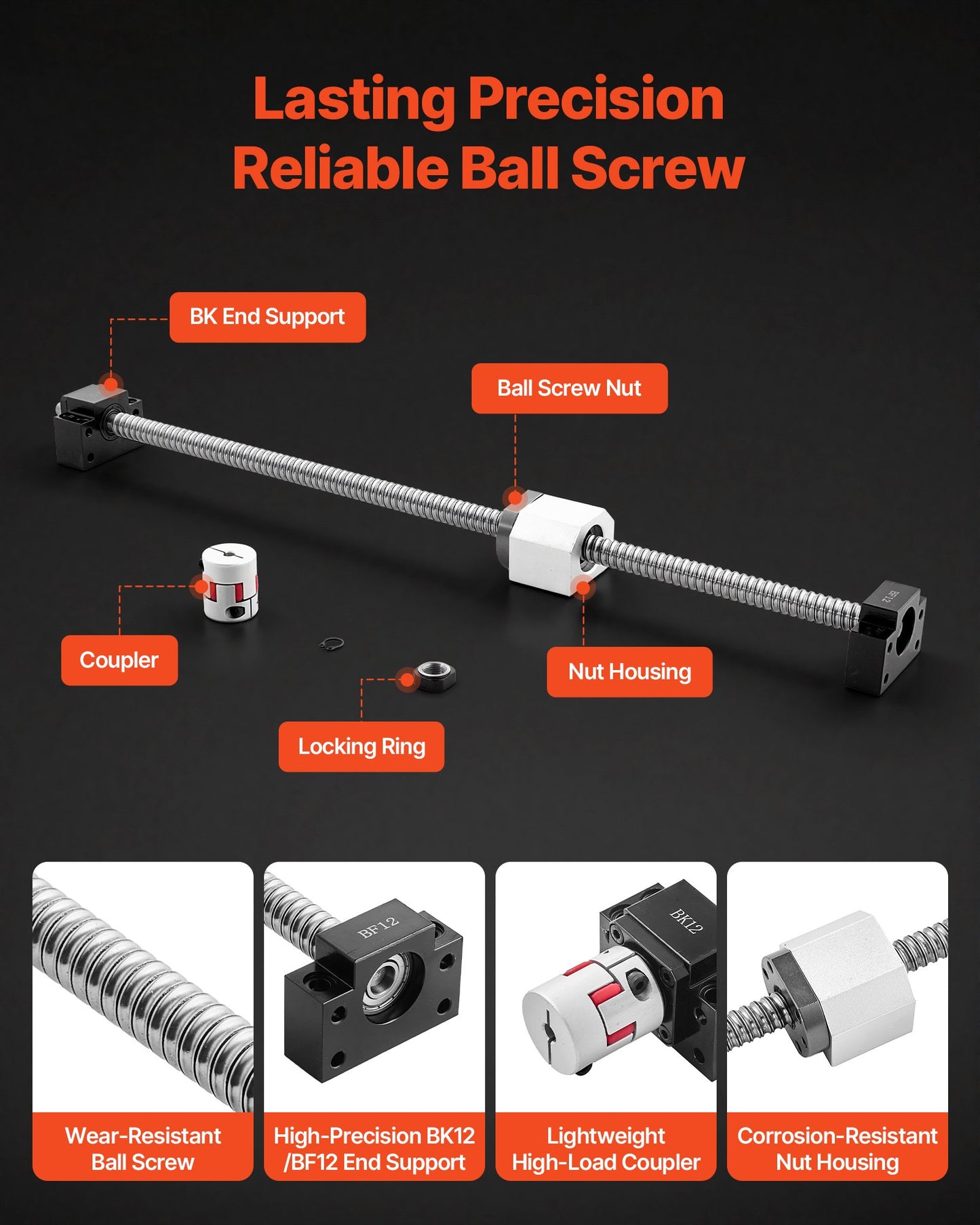 Linear Rail Guide Kit 600mm for CNC Machines & 3D Printers - Includes Ball Screw & Blocks