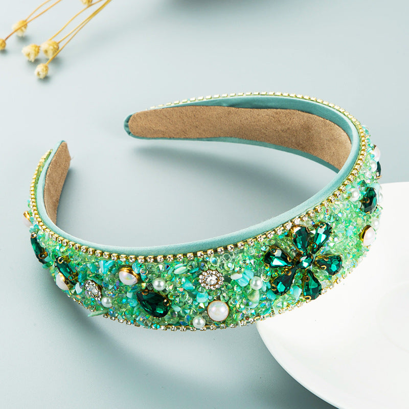 Diamond Resin Cloth Headband with Wide Brim