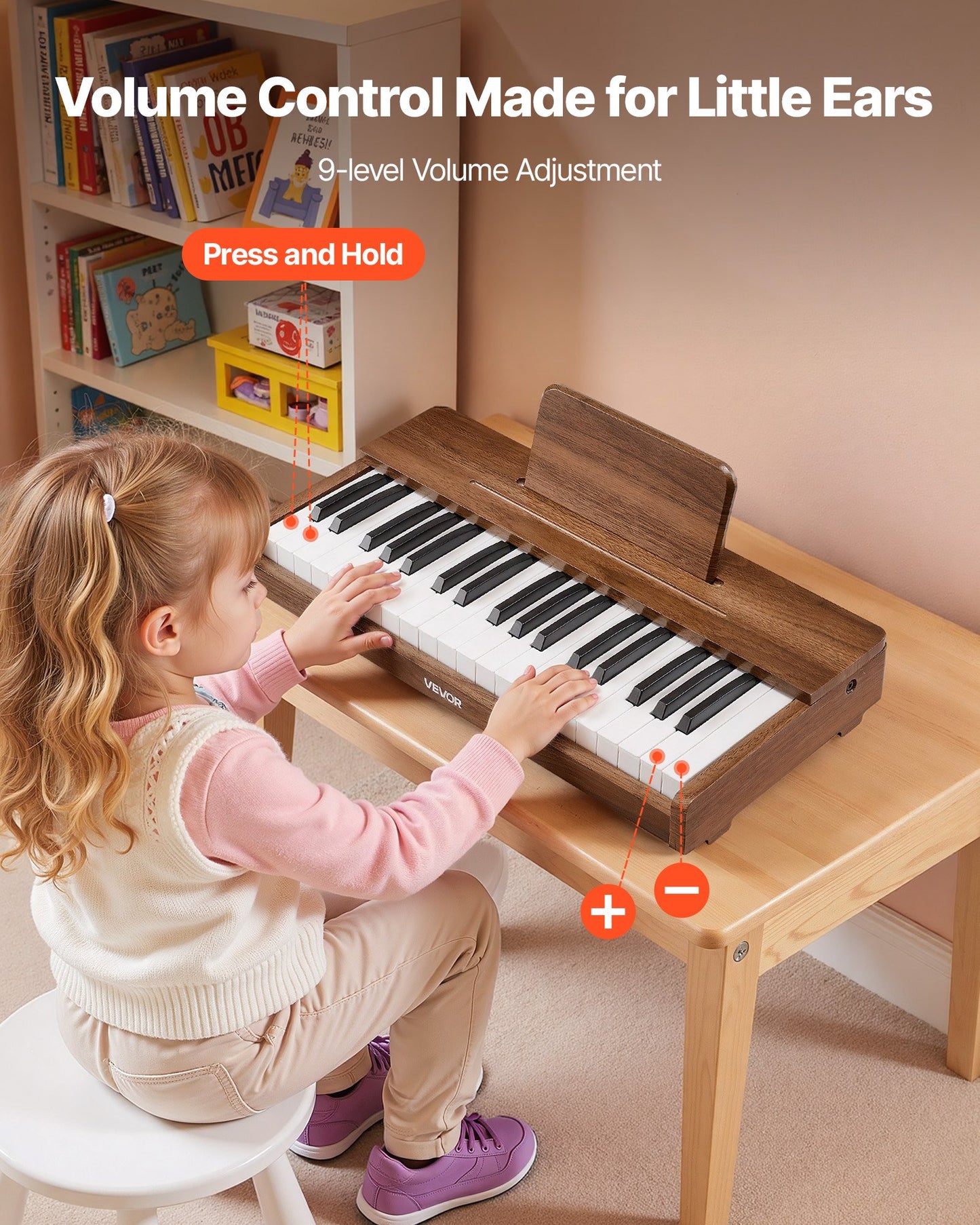 Kids Wooden Piano Keyboard - 37 Keys Digital Musical Instrument for Toddlers