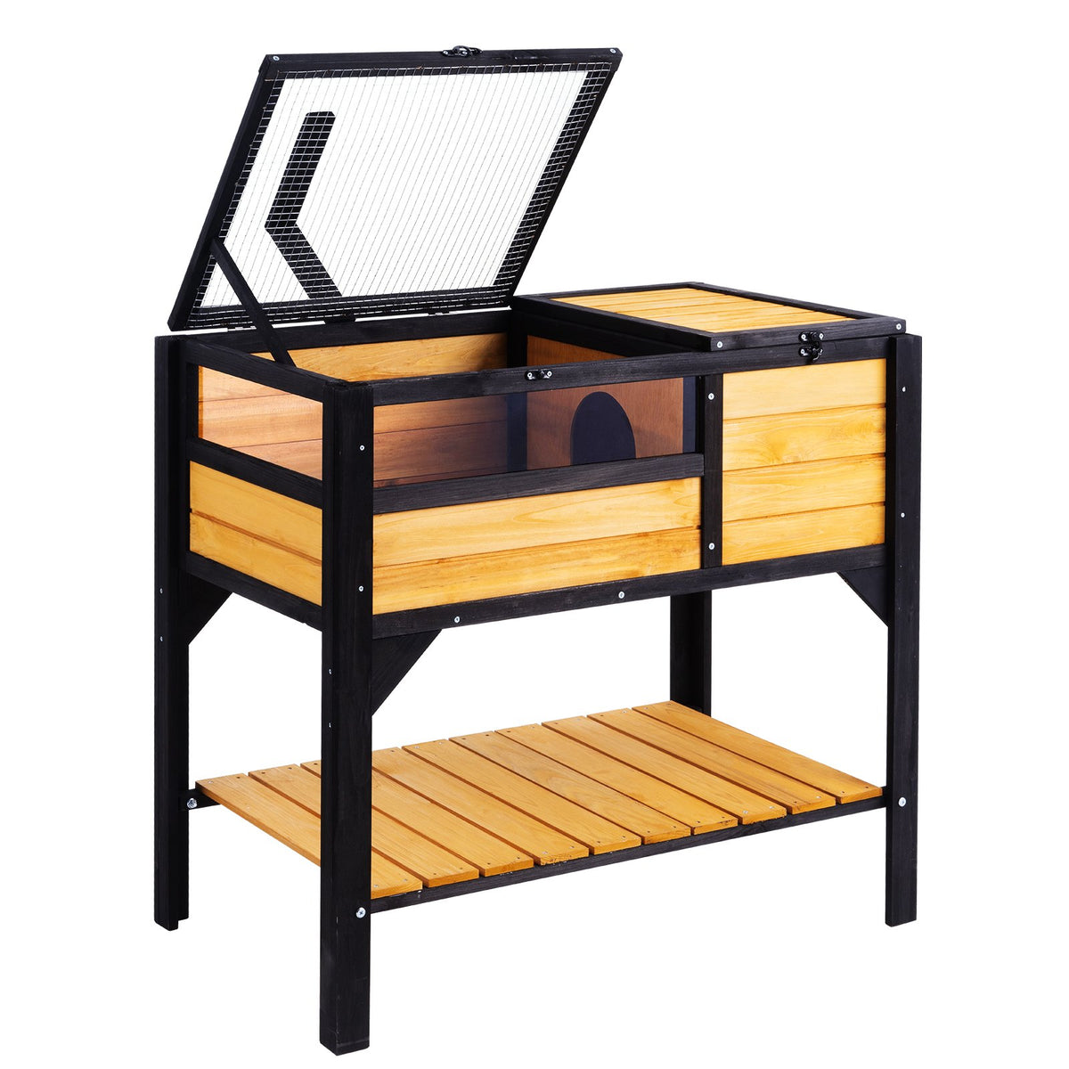 Wooden Tortoise House | Indoor & Outdoor Reptile Habitat with Storage Shelf