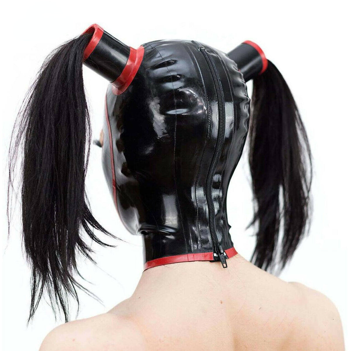 Cosplay Headgear with Zipper - Latex Adjustable Costume Accessory
