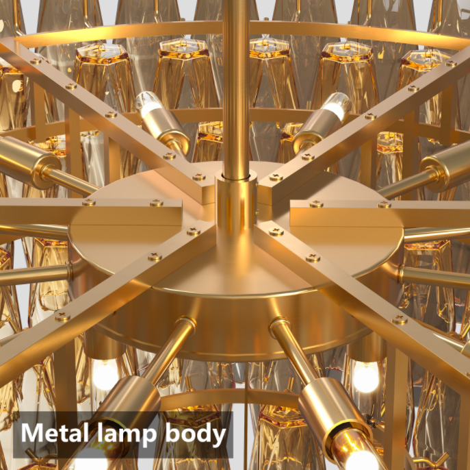 14-Light Gold Modern Round Chandelier with Smoke Glass Design