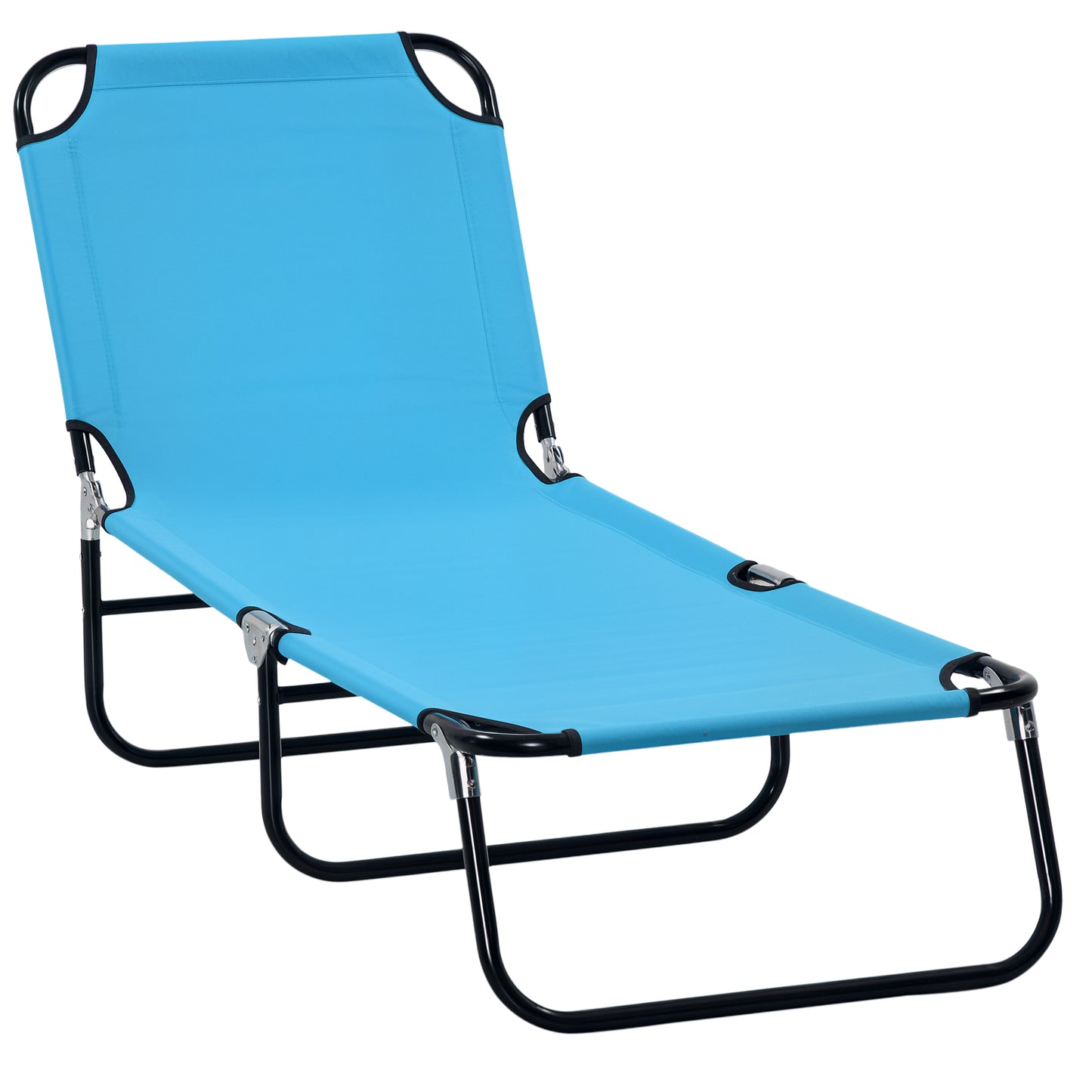 Folding Chaise Lounge Chair - 5-Level Recline, Sky Blue
