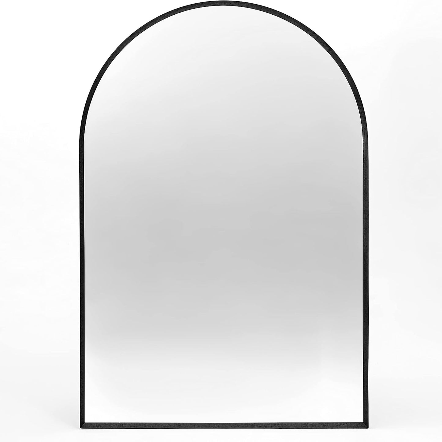 24x32 Inch Black Metal Framed Arched Bathroom Mirror