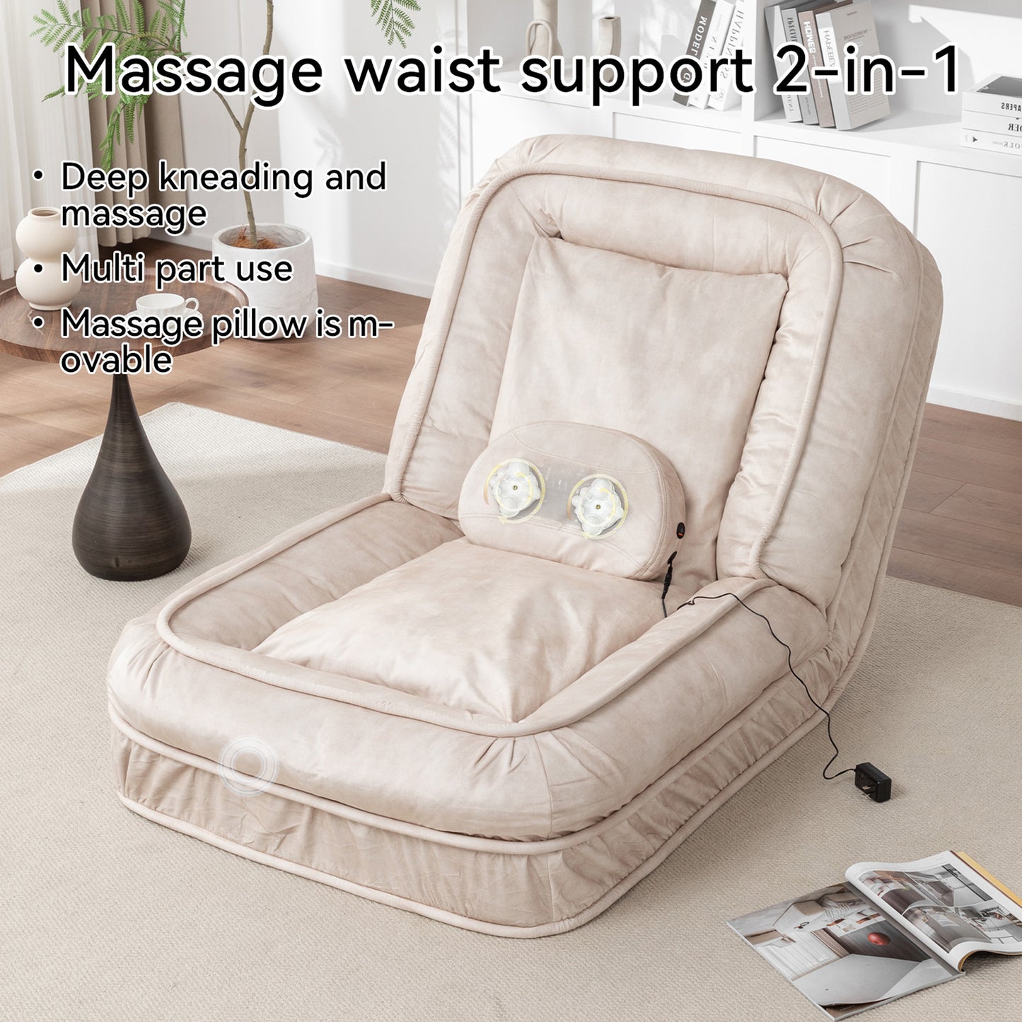 Multi-Position Pet Lounge Sofa with Massage Pillow - Beige