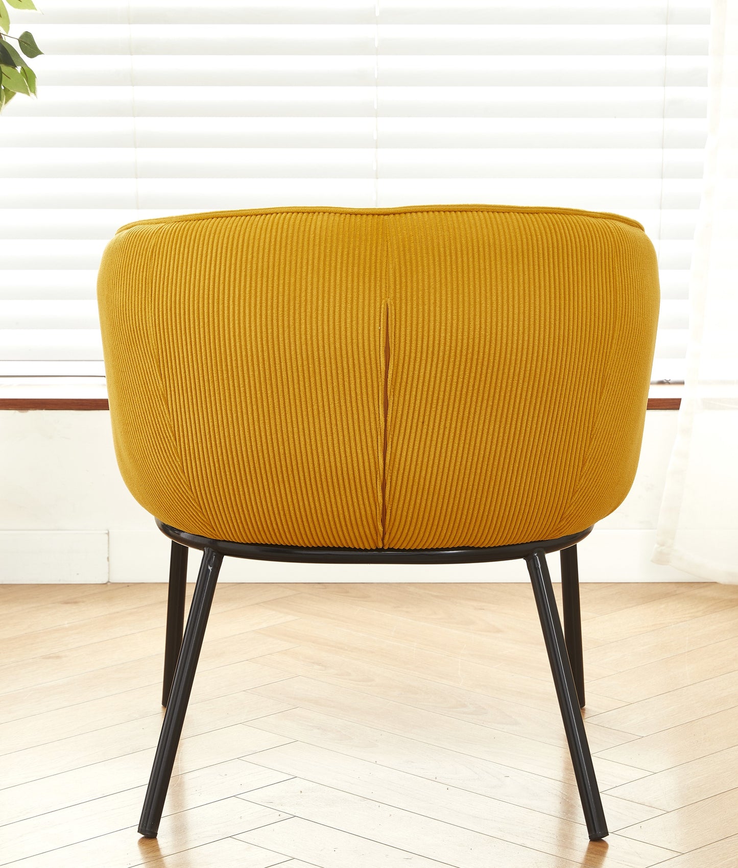 Modern Corduroy Accent Chair, Upholstered Armchair With Metal Legs,