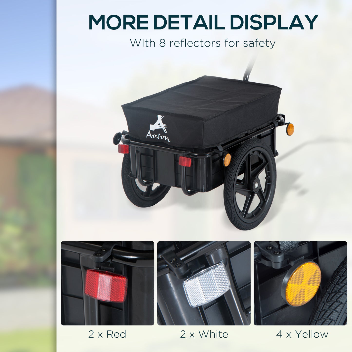 Bicycle Cargo Trailer with Waterproof Cover & Removable Box - Black