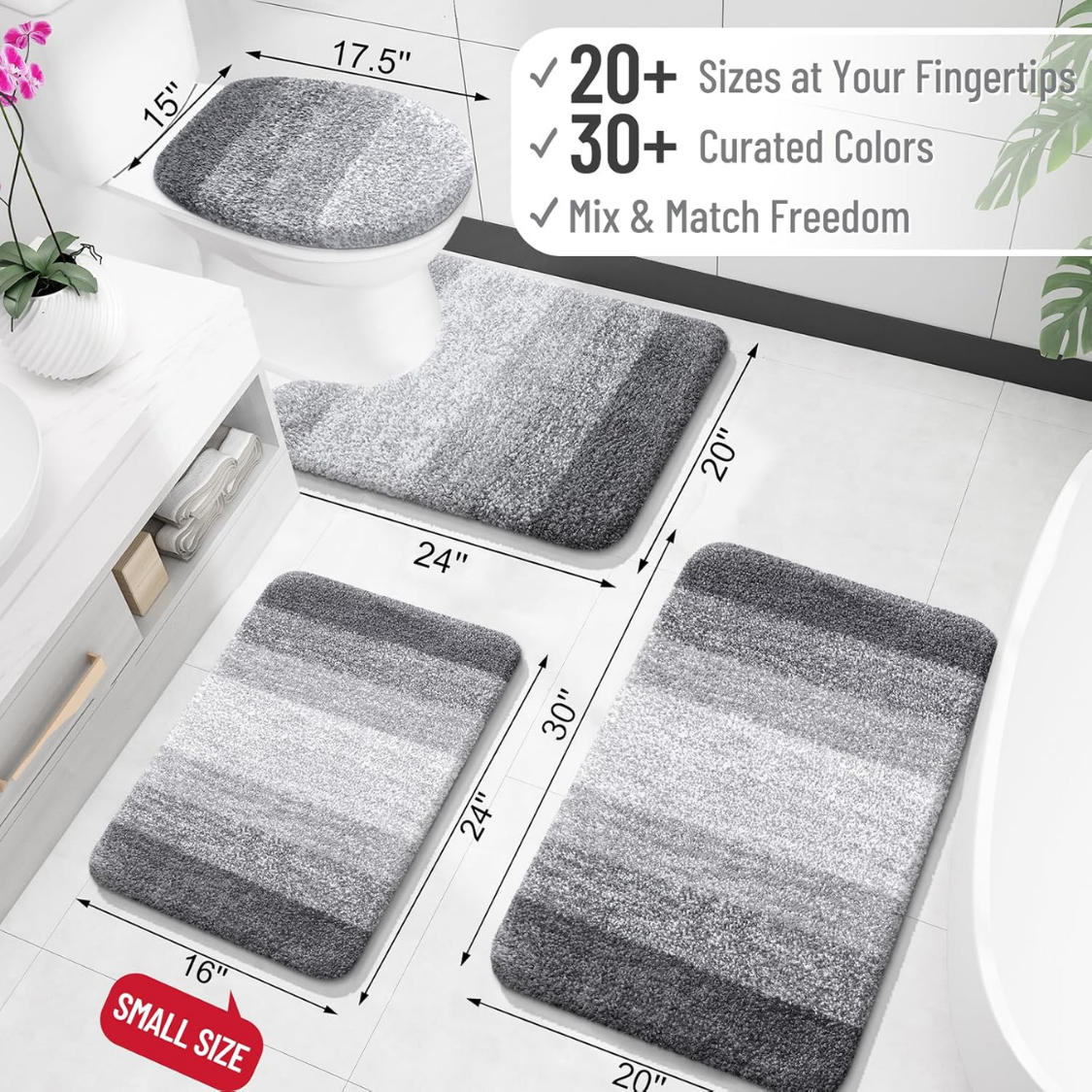 Extra Soft Microfiber Bath Mat with Rubber Backing - Gray