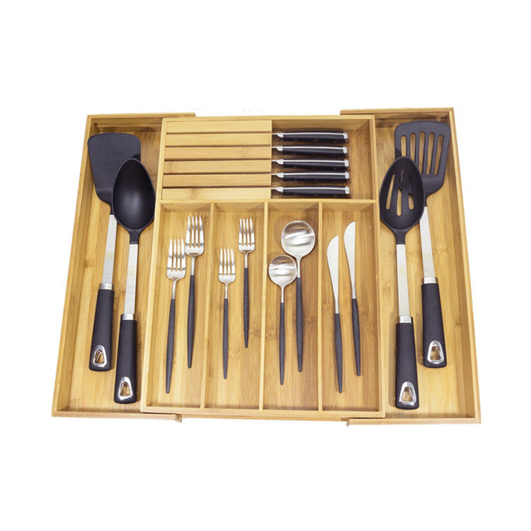 Retractable Bamboo Container with Clip Knife for Kitchen & Home Storage