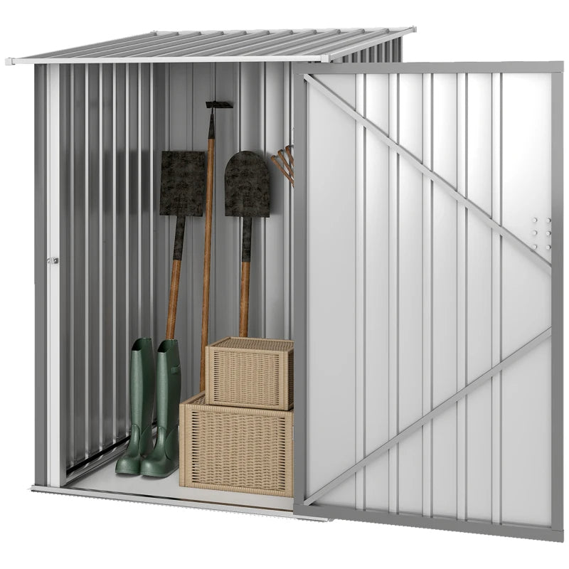 Galvanized Steel Garden Storage Shed with Lockable Door - Gray, 39x40 Inches