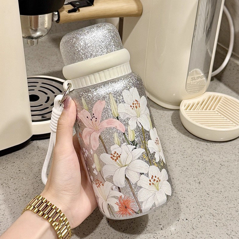 Portable Insulated Stainless Steel Cup with Titanium Coating & Filter - Large Capacity