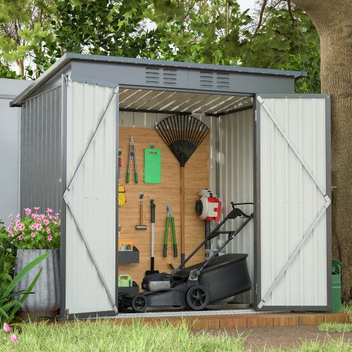 6 Ft x 4 Ft Outdoor Metal Storage Shed with Double Doors and Padlock