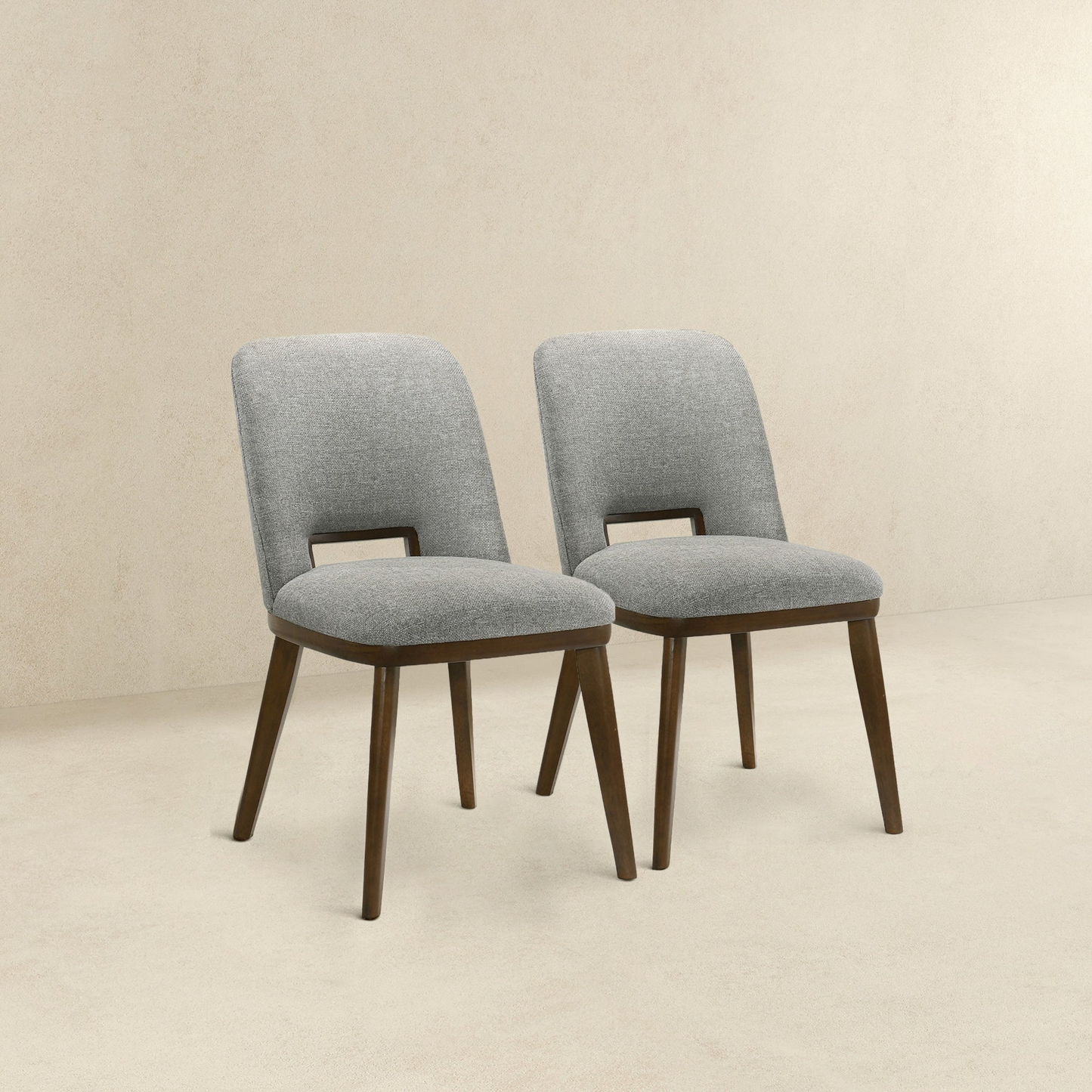 Blake Mid-Century Modern Light Grey Fabric Dining Chair Set Of 2 With