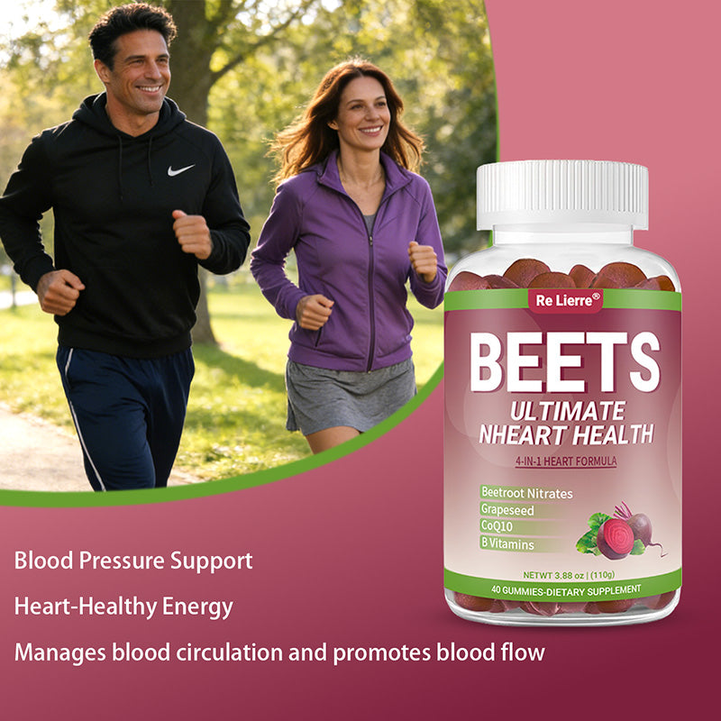 Beet Root Heart Health Gummies - 4-in-1 Formula with CoQ10 - 40 Count