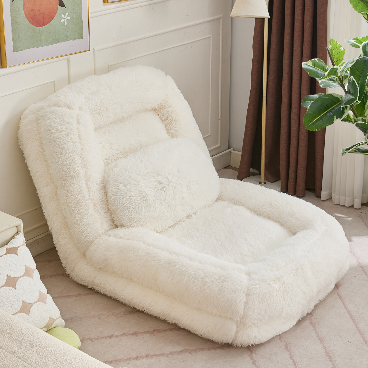 5-Position Adjustable Human Dog Bed & Lazy Sofa - Beige