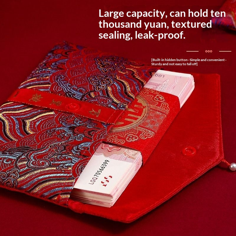 High-End Brocade Engagement Gift Packet Tea Serving Red Envelope Set