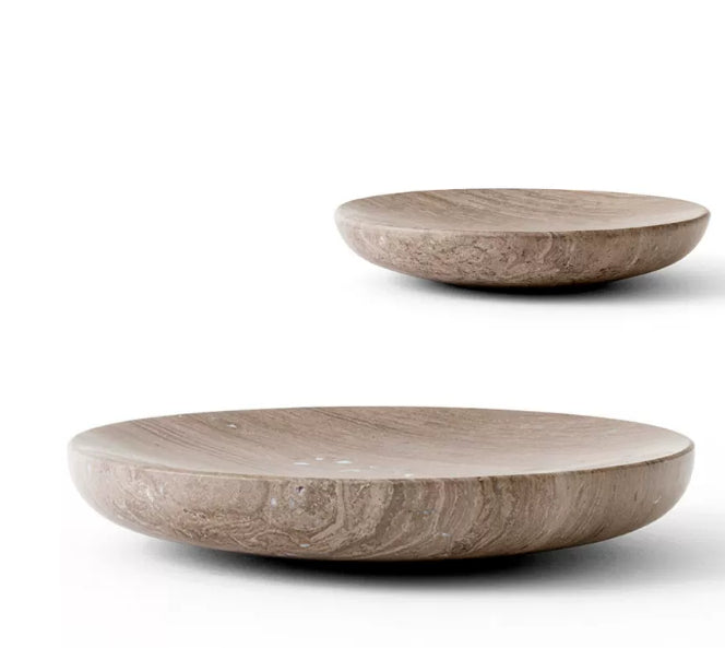 Marble Wood Grain Curved Tray for Home Storage and Decor