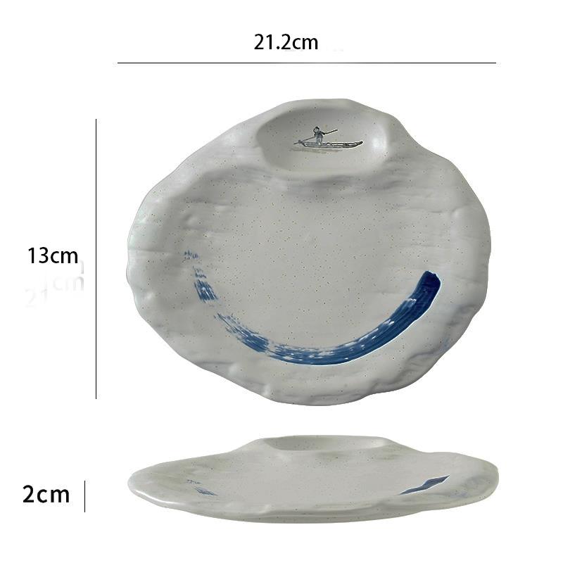 Japanese Style Ceramic Plate - Irregular Glaze Home Dinnerware
