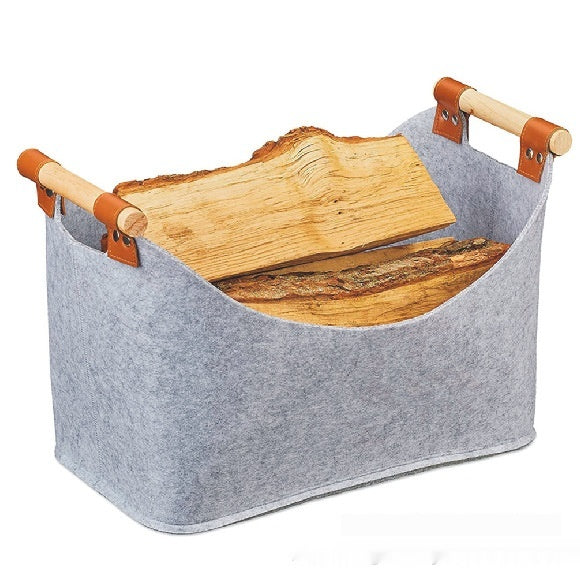 Felt Firewood Storage Basket for Home & Garden - Lightweight Polyester Organizer