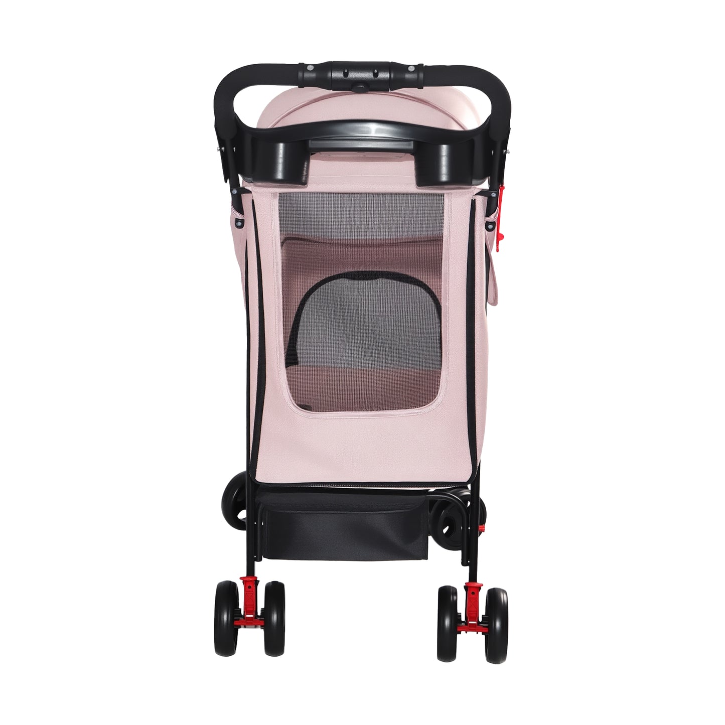 Foldable Pet Stroller for Small Dogs Cats Up to 28 lbs with Mesh & Storage - Pink