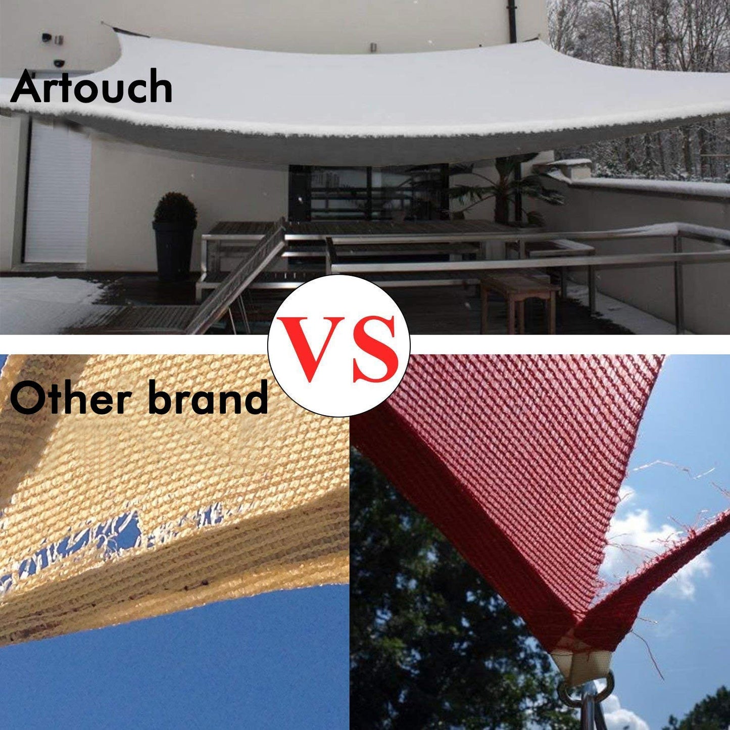 10x13 ft Sunshade Sail with UV Protection - Light Grey, Sand, Rust Red, Dark Grey, Beige, Cream, and More