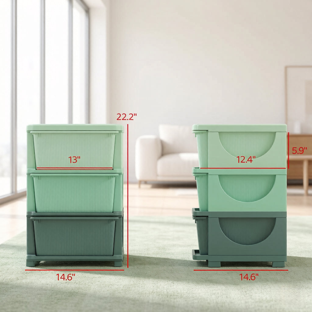 Multi-Tier Toy Storage Tower - Child-Friendly Green Organizer