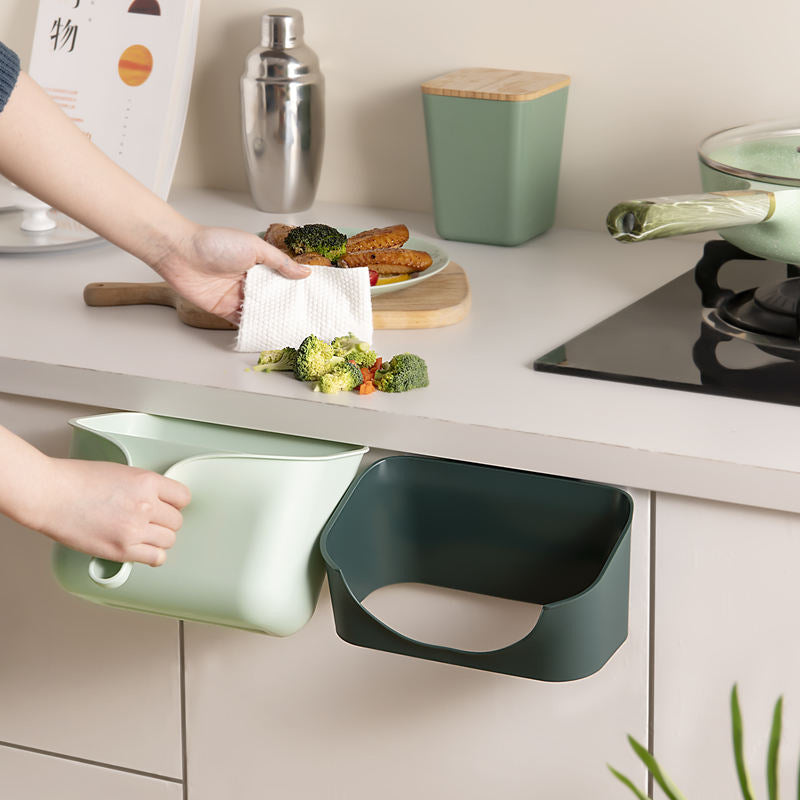 Wall-Mounted Plastic Storage Box - Open Top Kitchen Organizer 22x19x15cm Light Green