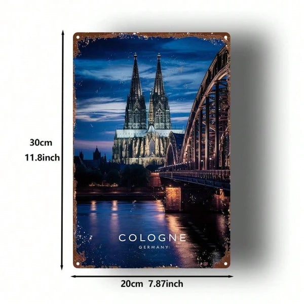 Vintage Cathedral Metal Sign - 8x12 Inch Wall Art