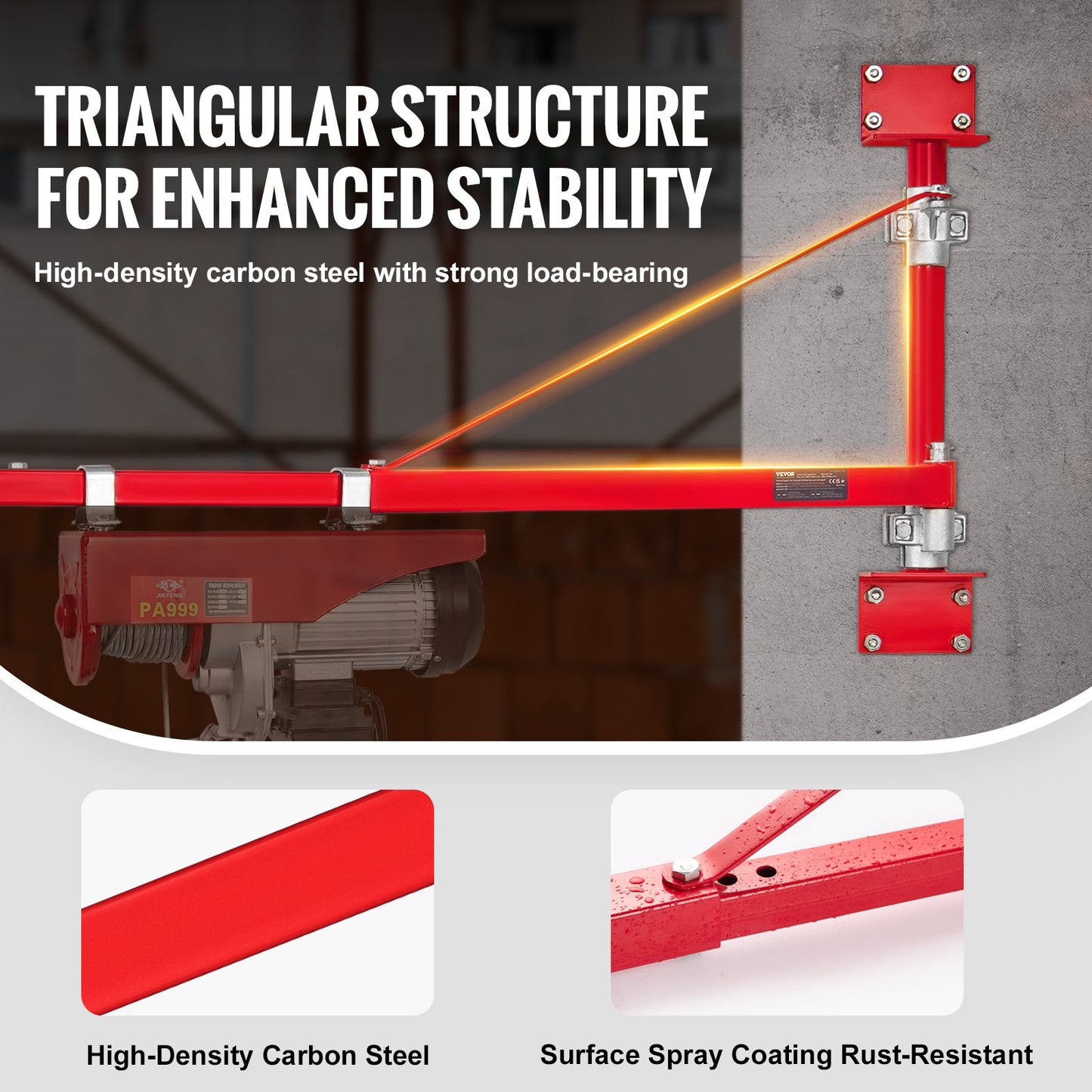 Electric Hoist Support Arm 1320 Lb Capacity Swing Support for Workshop Garage