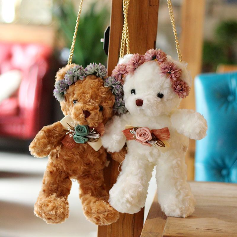 Cute Plush Bear Bag Backpack with Chain - Japanese Velvet Storage Accessory