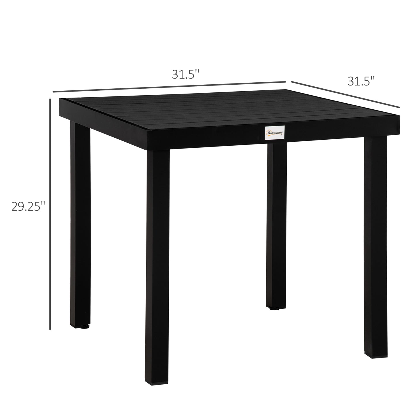 Outdoor Dining Table for 4 - Rectangular Aluminum Black