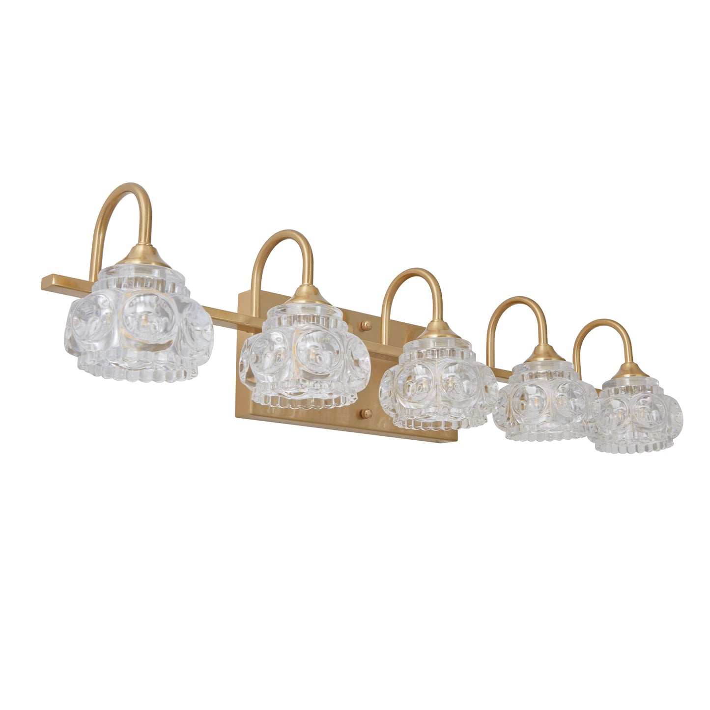 Modern 5-Light Gold Crystal Bathroom Vanity Light Fixture