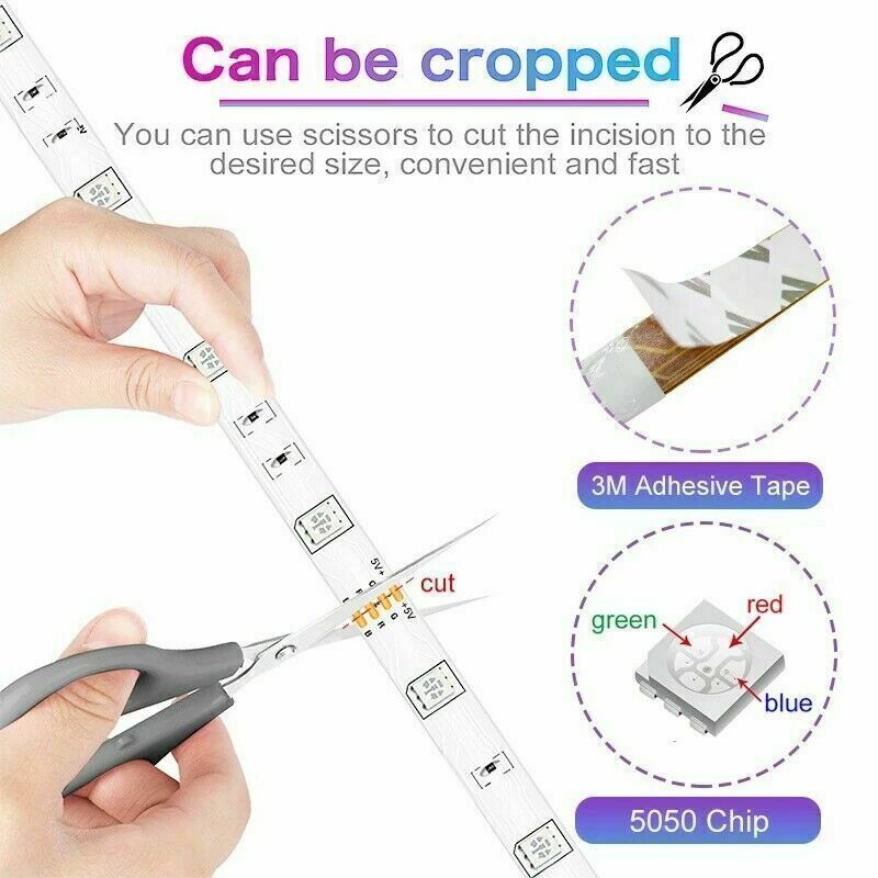 RGB LED Strip Lights Bluetooth Remote Control TV Backlighting 5-20m