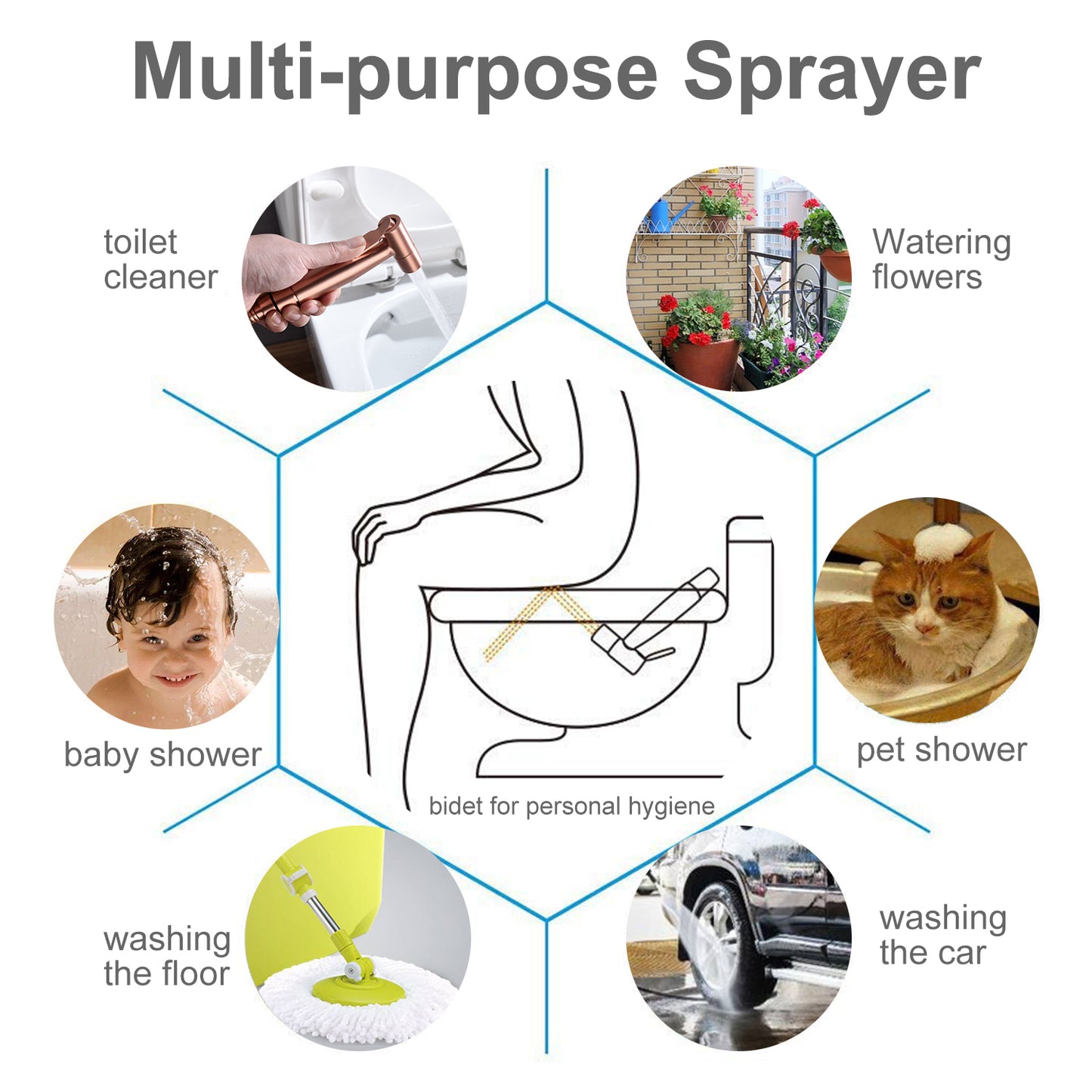Pet Bathing Spray Gun Kit Rose Gold - Handheld Toilet & Pet Shower