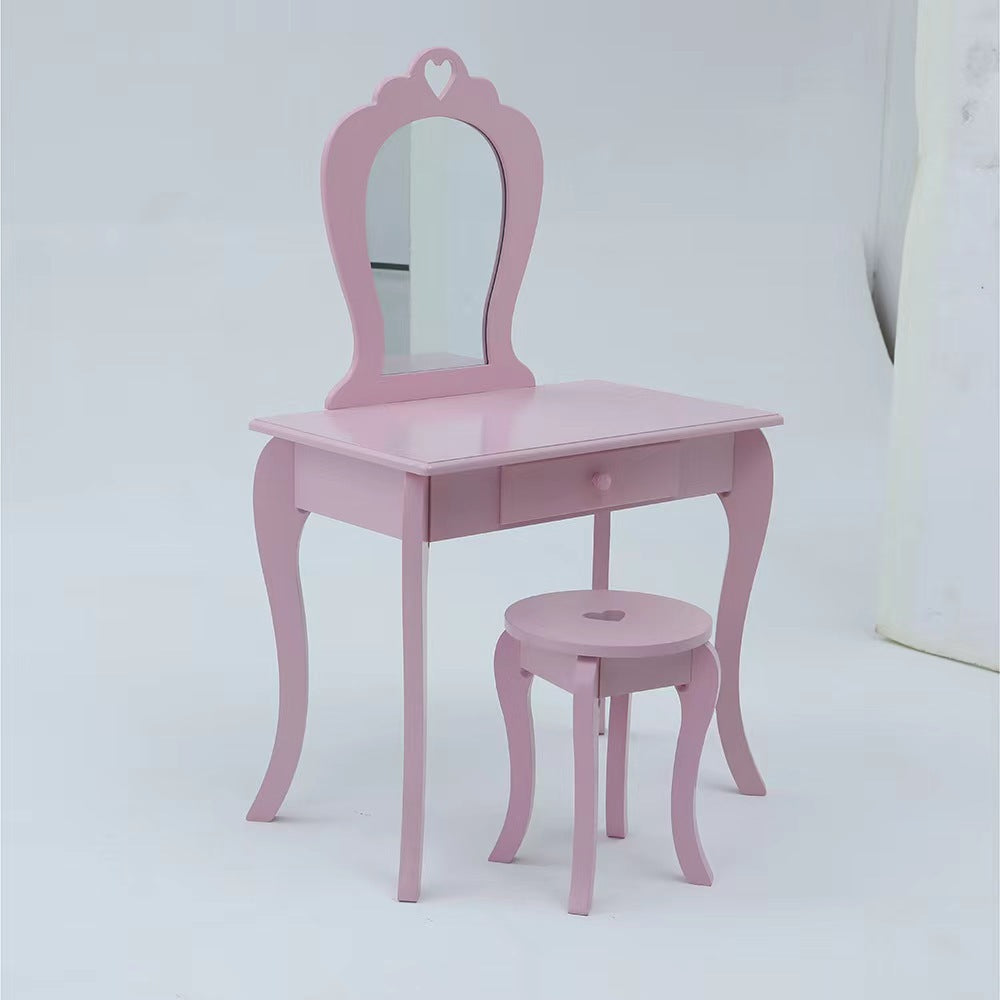 Bedroom Dressing Stool with Mirror and Vanity Storage - European Style