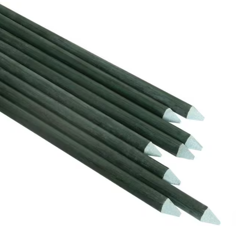 Fiberglass Round Rod Dark Green 20 Pieces for Garden and DIY Projects
