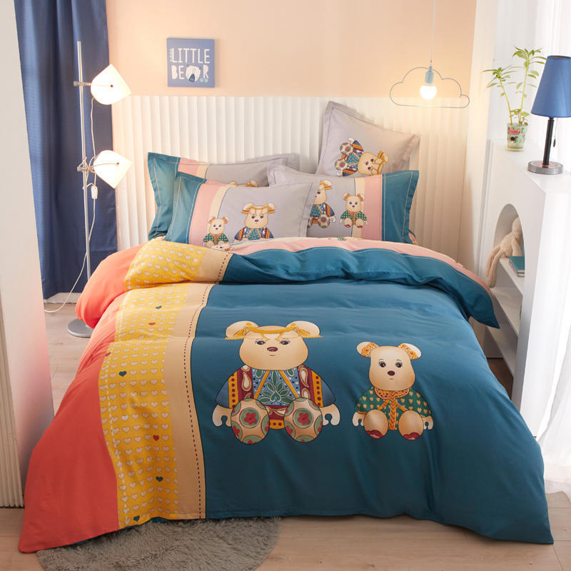 Kids Cotton Cartoon Bedding Set - Boys Girls Bed Linen & Pillowcases