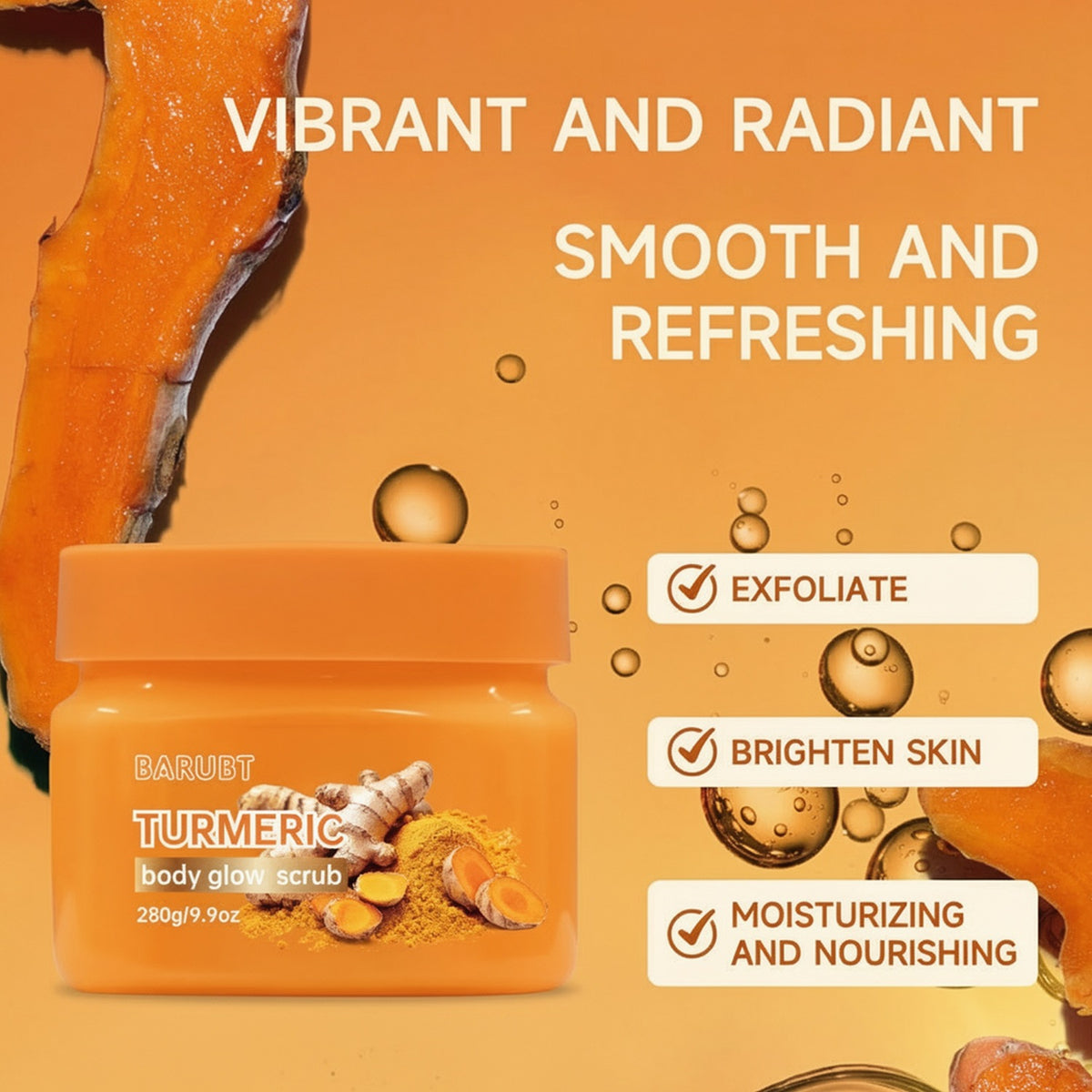 Turmeric Body Glow Scrub - 280g Exfoliating Brightening Treatment